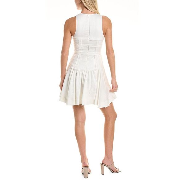 Aje Womens Tidal Linen-Blend Skater Dress, White - Picture 2 of 3